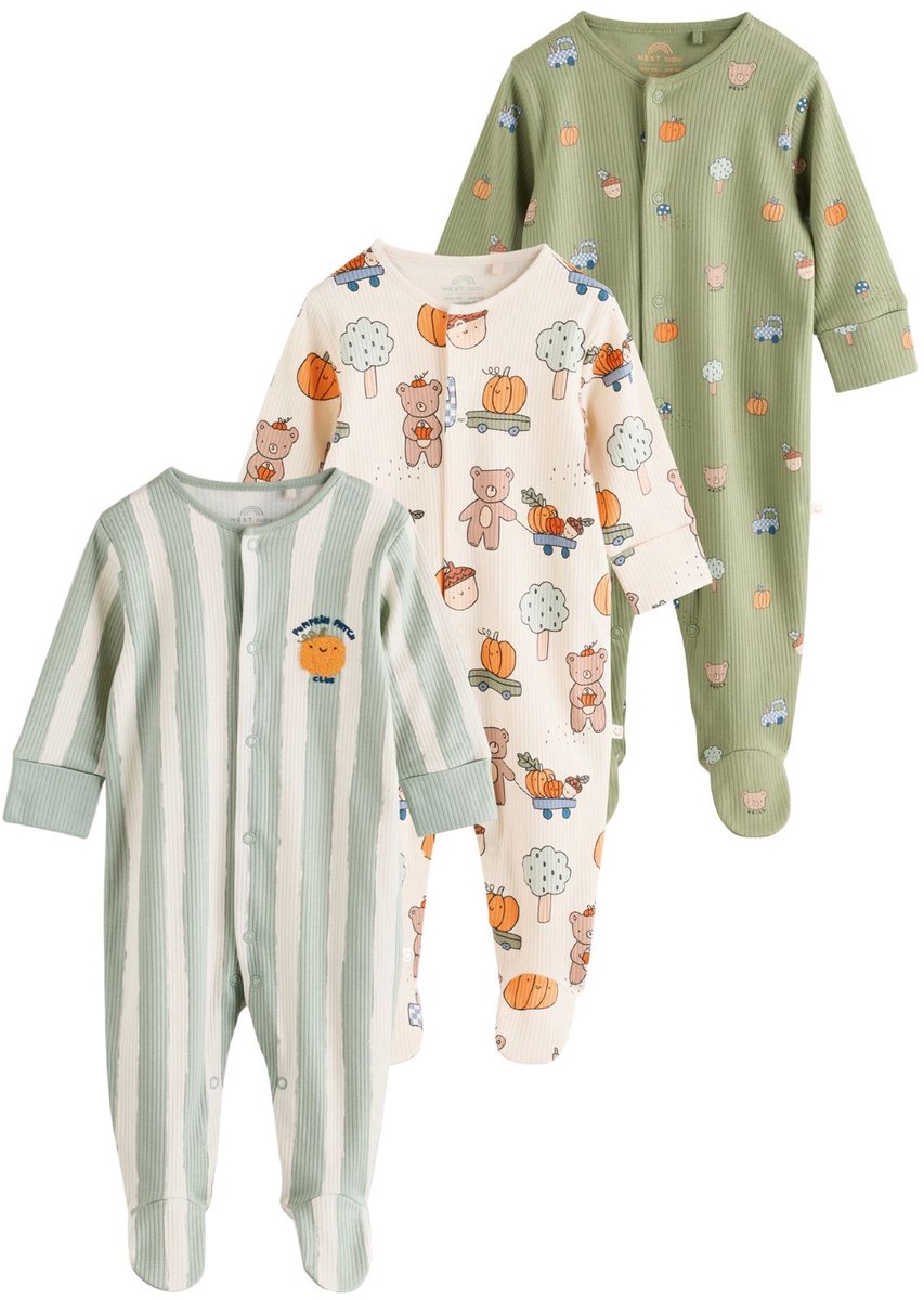 Next - Jongens - Set van 3 babypyjama's - Groen