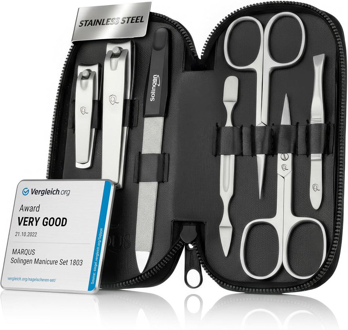 SnelShoppen - Manicure set 7-delig - Vergelijkingswinnaar met topprijs/prestatie - Kunstlederen etui voor vrouwen en mannen - Complete nagelverzorging