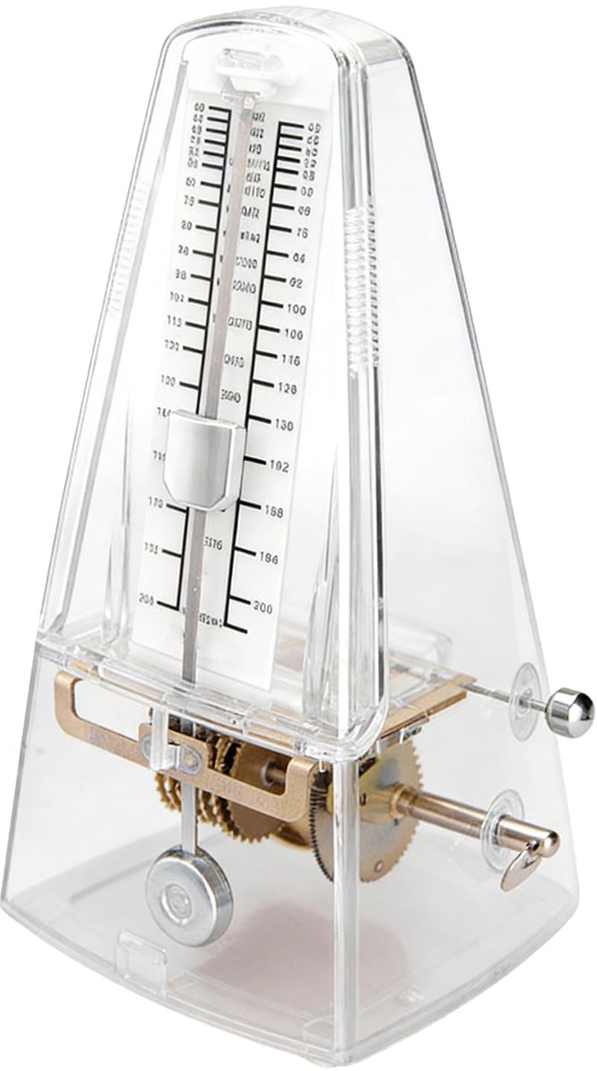 SnelShoppen - Mechanisch Metronoom Transparant 87x201x110mm voor Piano en Muziekoefeningen, Zeer Nauwkeurig met Beat 0, 2, 3, 4, 6, Geschikt voor Volw