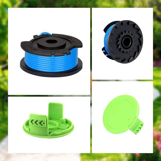 Spool Lines voor 24V Grastrimmers - 4.9 m Lang, 1.65 mm Dikte, 6 Spoelen en 2 Caps voor Effectief Maaiwerk — afbeelding 3