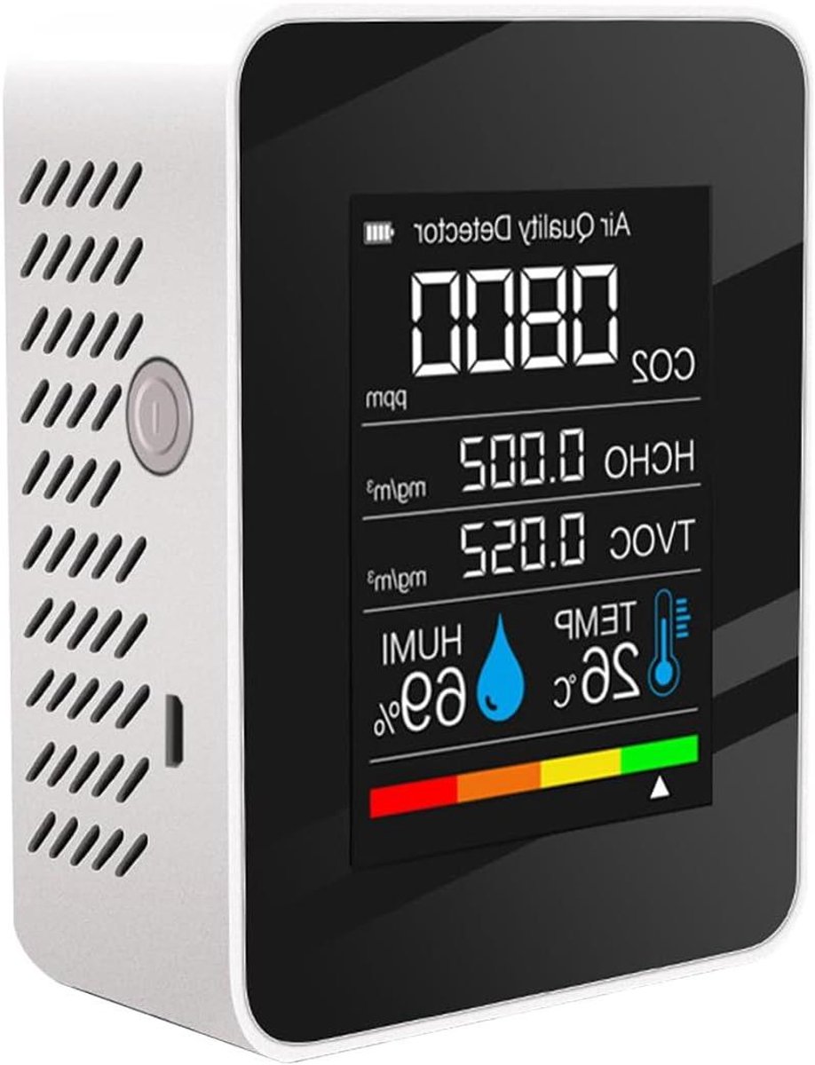 Luchtkwaliteit Monitor - Meetinstrument - Binnenhuis Controleren - 5-in-1 Functies - 165 Gram - Wit