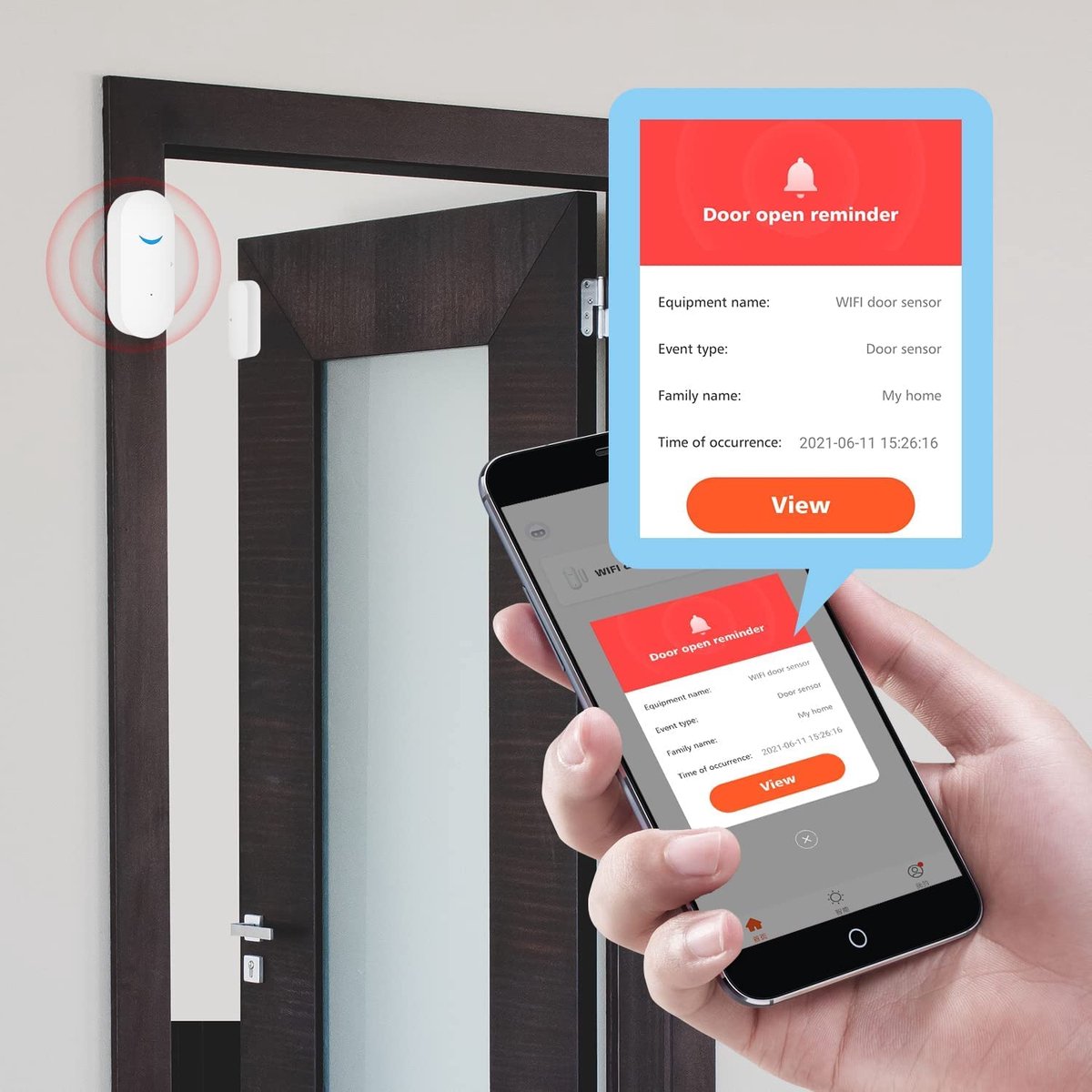 SnelShoppen - WiFi Deur- en Raamsensoren, Tuya Smart Alarm met Gratis Melding, App-Bediening, Huisbeveiligingsalarmsysteem, Geen Hub Nodig, Compatibel