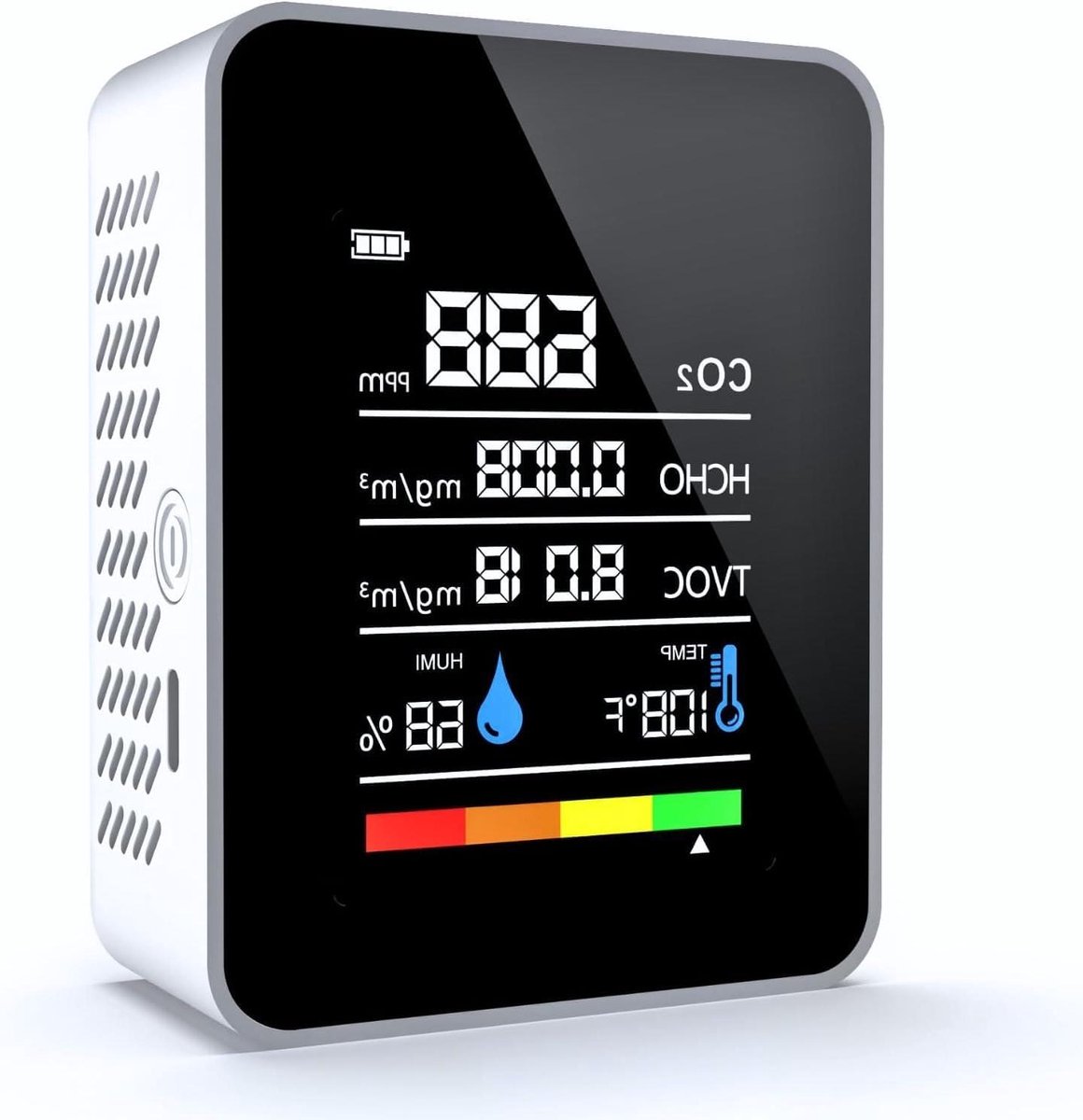 Luchtkwaliteitsmeter - CO2 melder - Binnenklimaat meten - 5-in-1 functie - Compact formaat - Wit