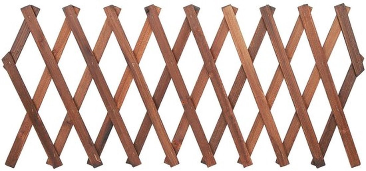 Roosterhek Uitschuifbaar 120 x 35 cm - Houten Tuinhek - Decoratieve Omheining - Geschikt voor Klimplanten - Duurzaam Grenenhout - Corrosie- en Zonbestendig