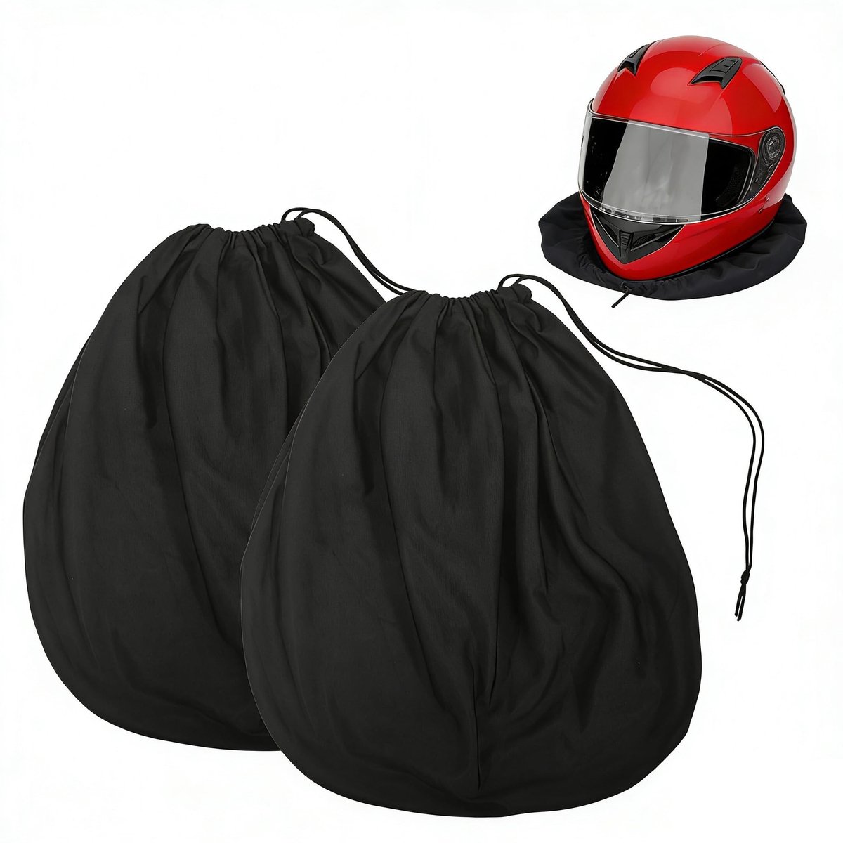 Solidchoice - 2 Stuks Zwarte Motorhelm Hoes met Trekkoord