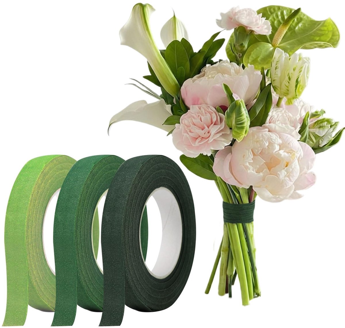Solidchoice - 3 Rollen Groene Bloemistentape voor Bloemstukken