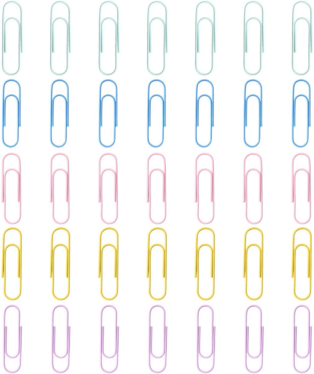 Solidchoice - Set van 30 Grote Kleurrijke Paperclips in Pasteltinten