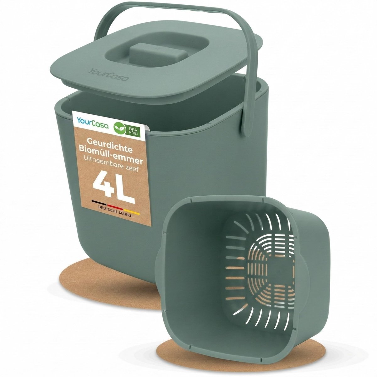 Solidchoice - Organische Afvalemmer 4 L voor Keuken, Geurvrij en Vaatwasbestendig