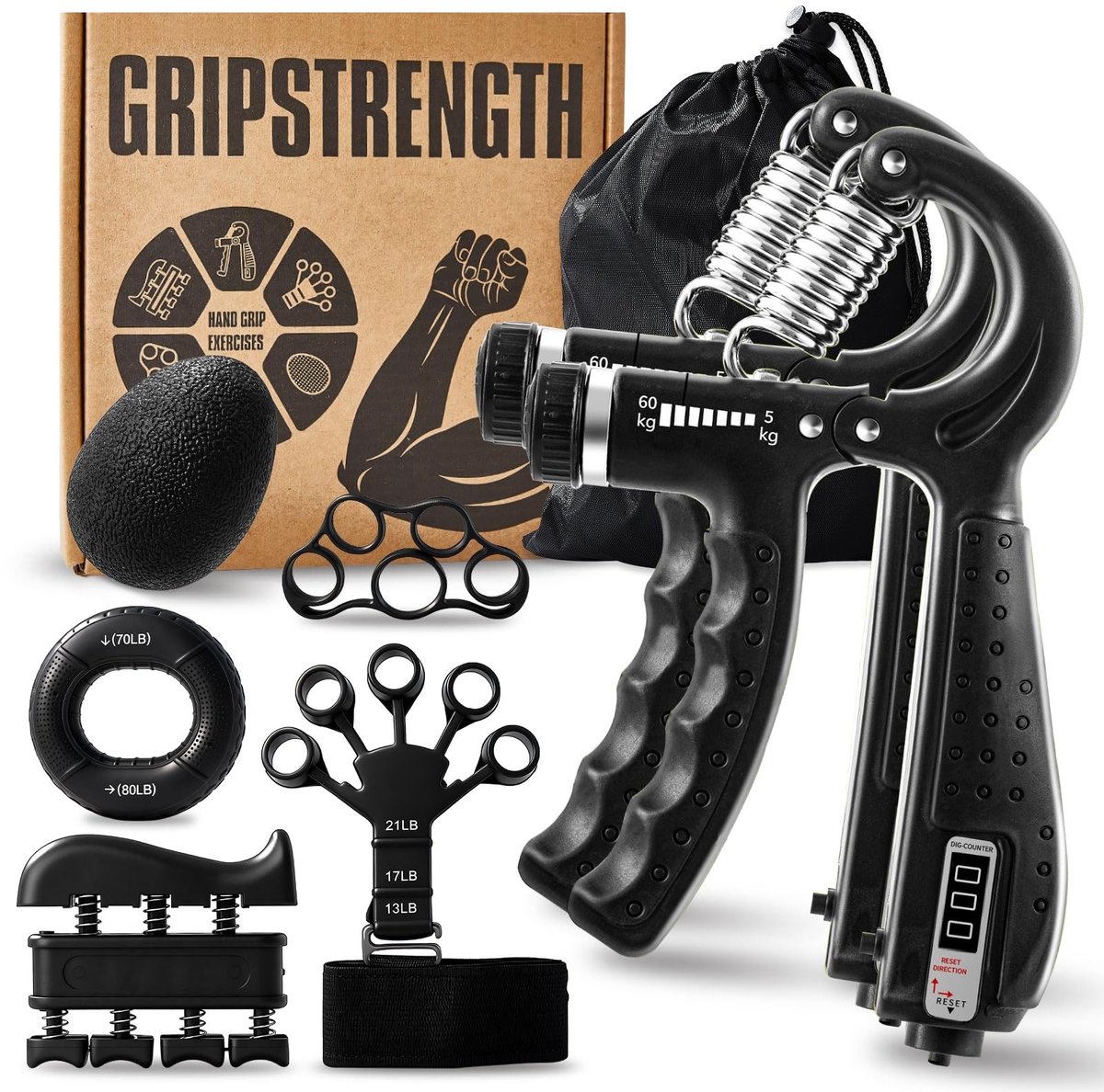 Solidchoice - Gripversterker Set met 7 Onderdelen voor Hand- en Vingertraining