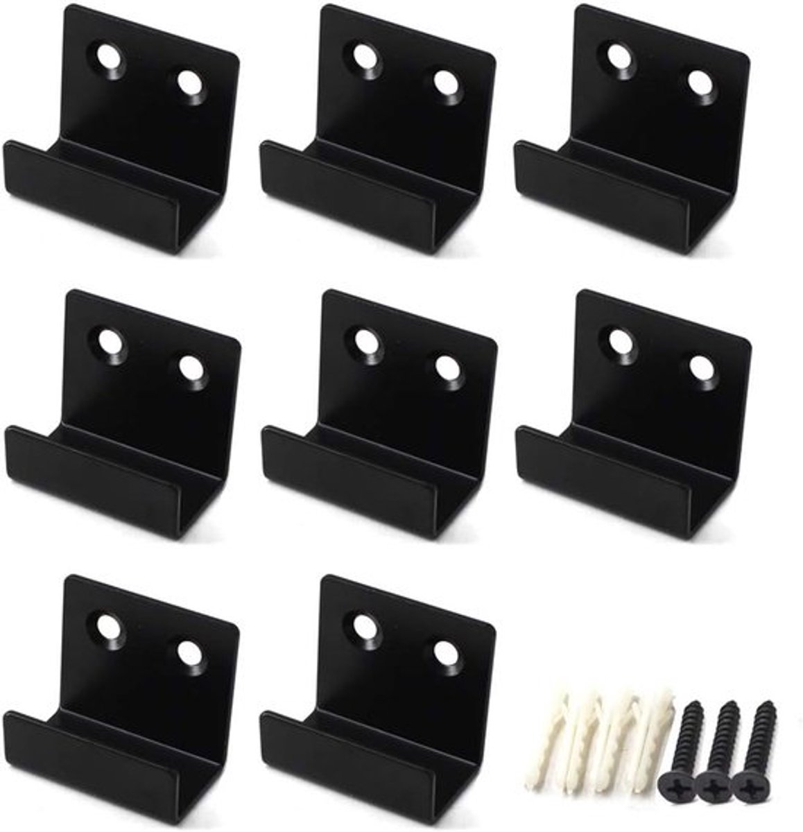 Keramische tegeldisplaybeugel hanger van roestvrij staal muurhaak zwart (verpakking van 8)