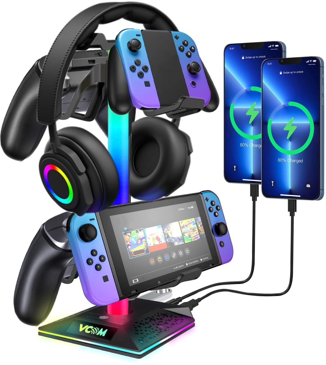 Solidchoice - RGB Hoofdtelefoonstandaard met Controllerhouder