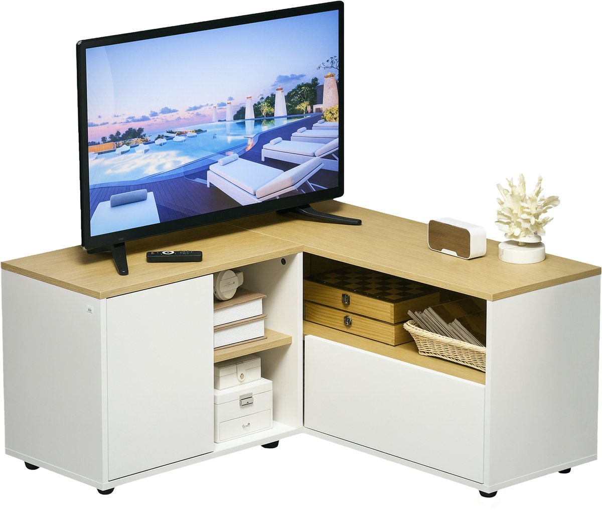 HOMCOM TV-meubel - Spaanplaat - 90x90x45cm - Wit