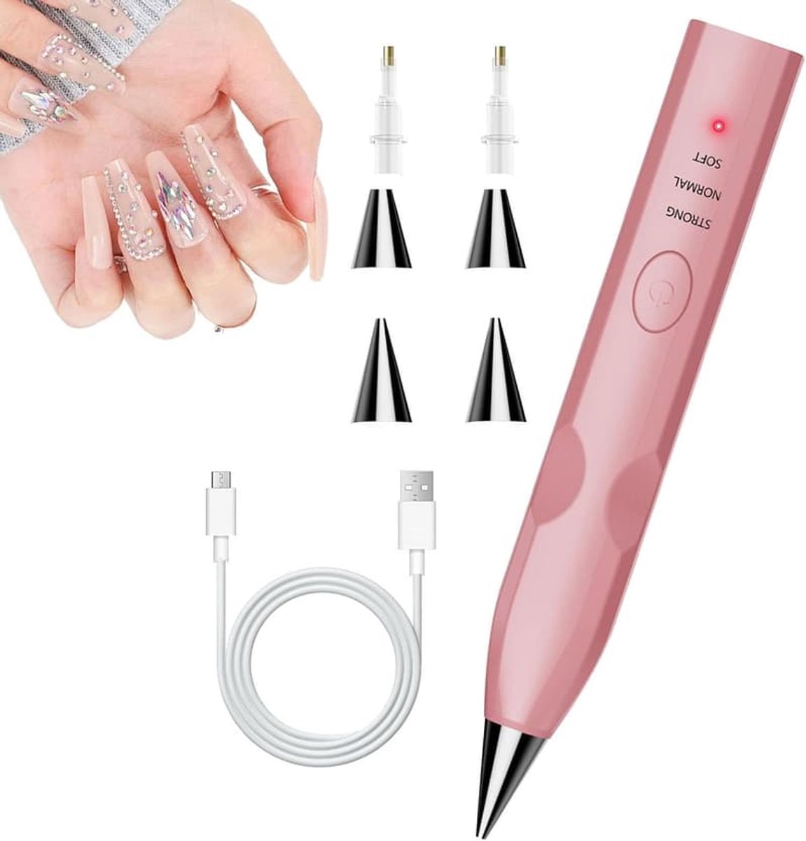 Elektrische boorbitset, kralenapplicatorset, 3-traps instelbaar, draadloos en oplaadbaar, nauwkeurige positionering, edelsteenzetpen.