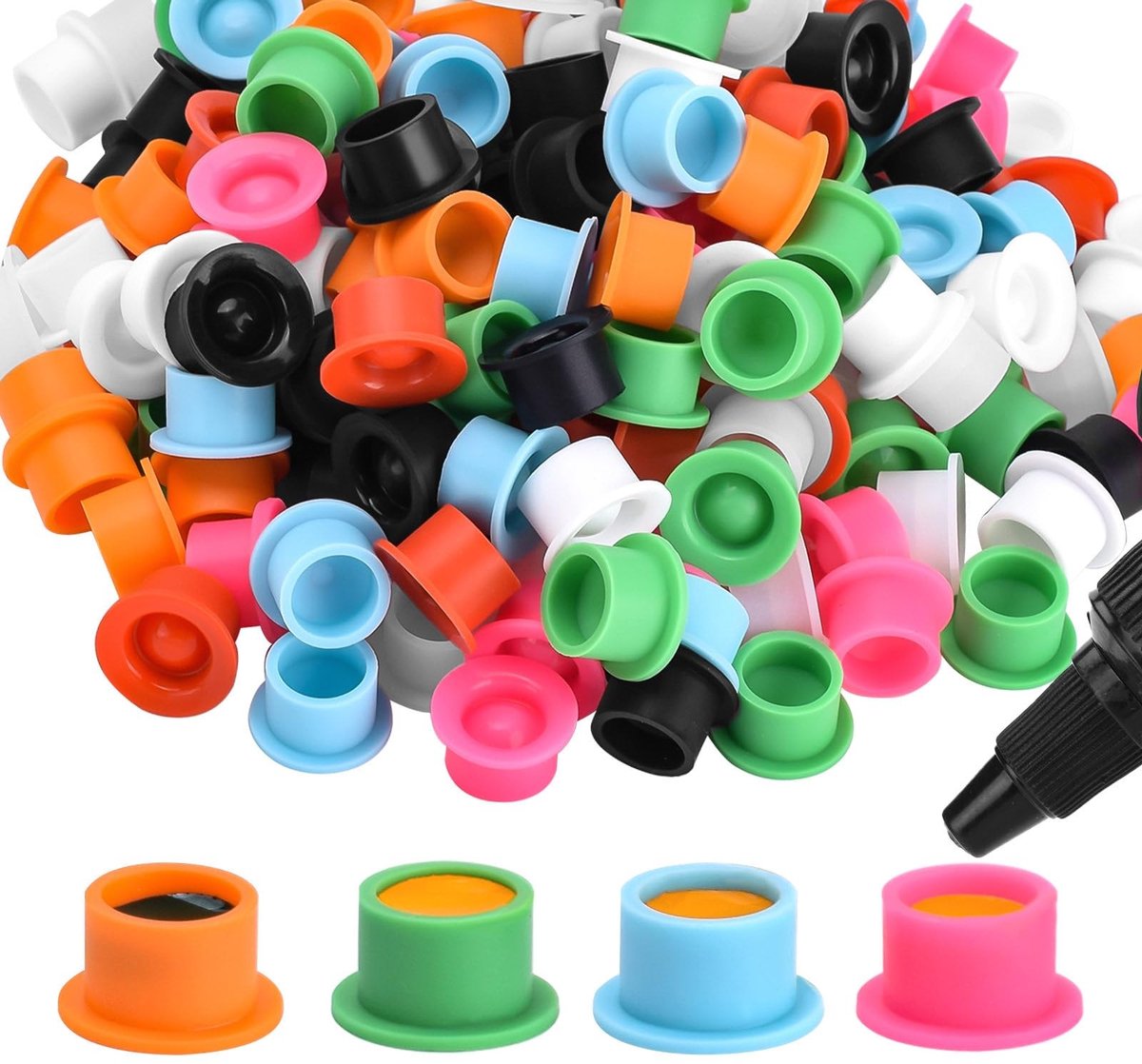 Solidchoice - 200pcs Disposable Tattoo Ink Cups van Siliconen voor Pigmenten