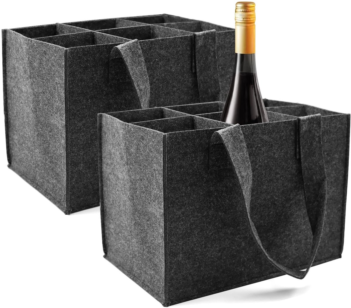 Solidchoice - 2 Stuks Flessentas voor 6 Flessen met Compartimenten