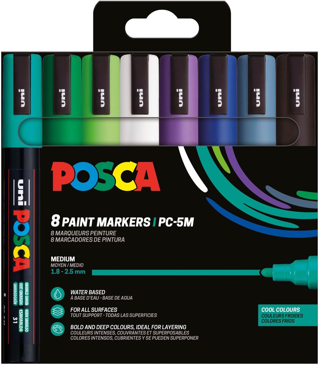 Solidchoice - Set van 8 Acrylmarkers in Groen en Blauw