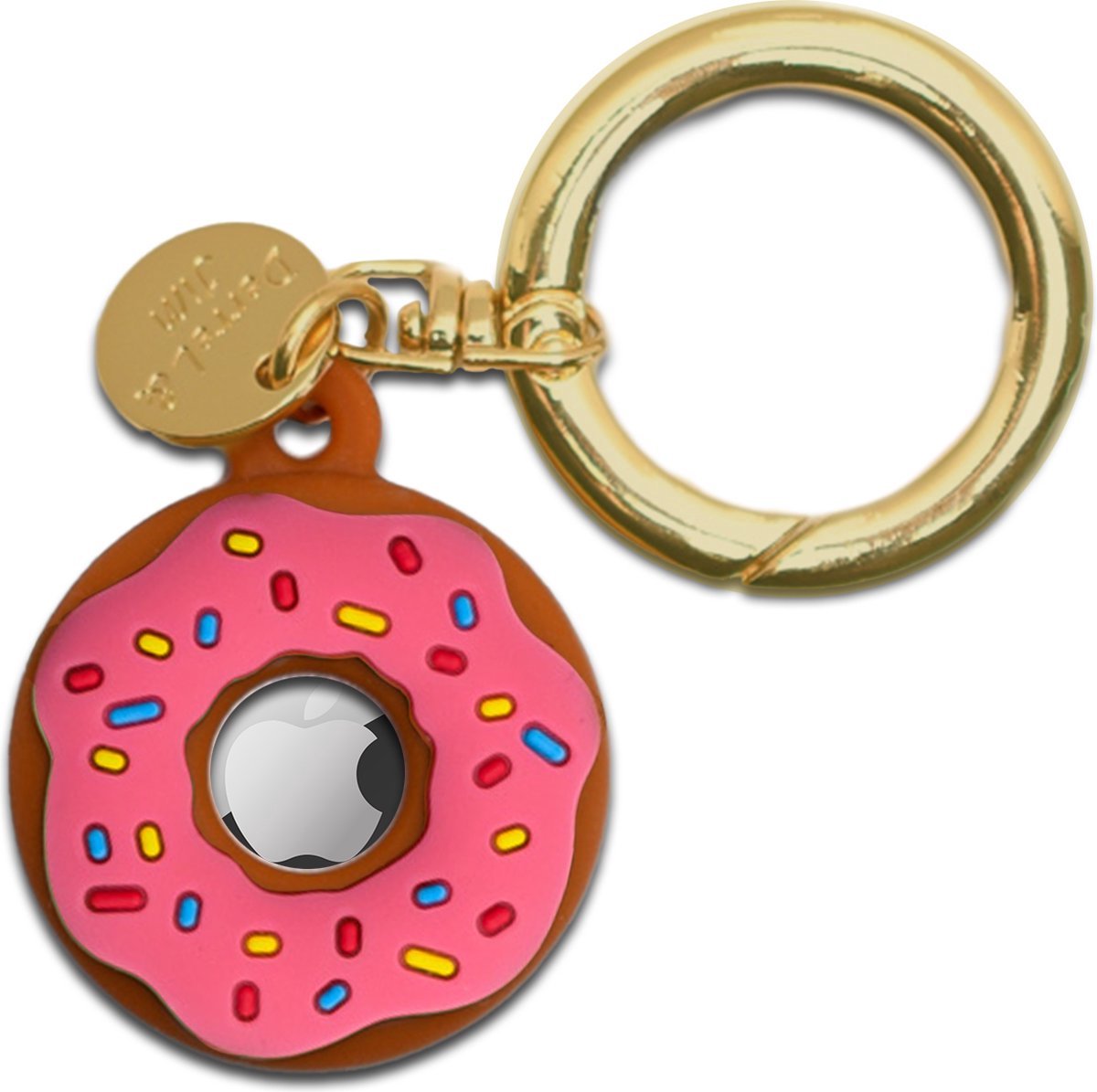 *** Donut Sleutelhanger Geschikt voor Air Tag - Roze Siliconen Hoesje - GPS Tracker - Tag Houder - van Heble® ***