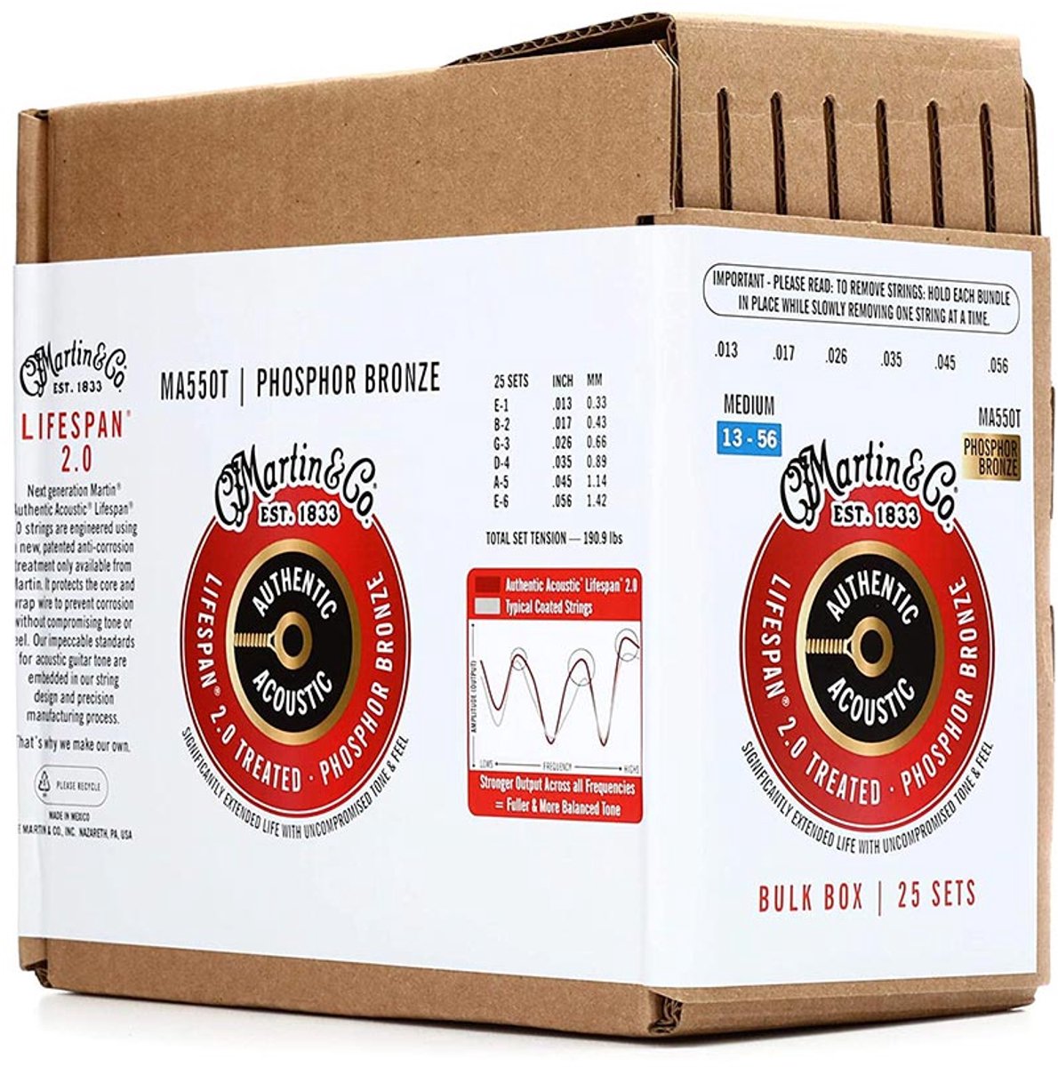 Martin MA550T/BULK Lifespan 2.0 Akoestische Gitaarsnaren (13-56) 25-Pack
