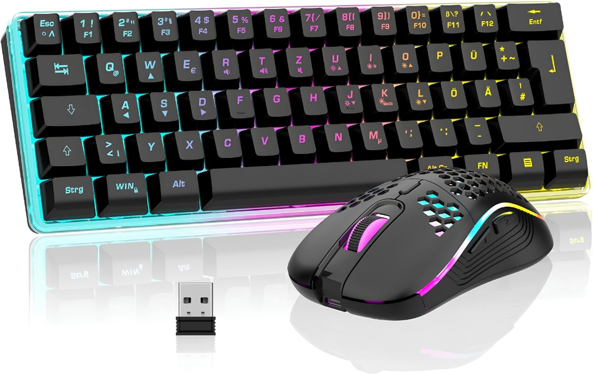 Lìon® Gaming Toetsenbord - Toetsenbord Gaming - Draadloze Gaming Toetsenbord - Toetsenborden - Zwart - 30cm x 11cm x 4cm