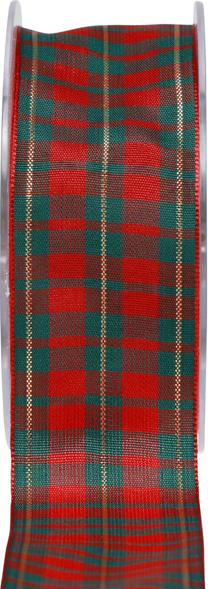 Cadeaulint Schots geruit sierlint rood groen 40mm 15m