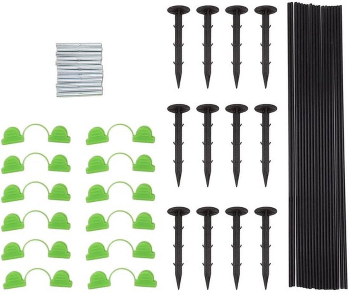 Glasvezelstaven Kit - Duurzaam Tuinondersteuningssysteem - 18 Staven - 12 Verbindingen - 12 Clips - Lichtgewicht Flexibiliteit - Tuinsteunen