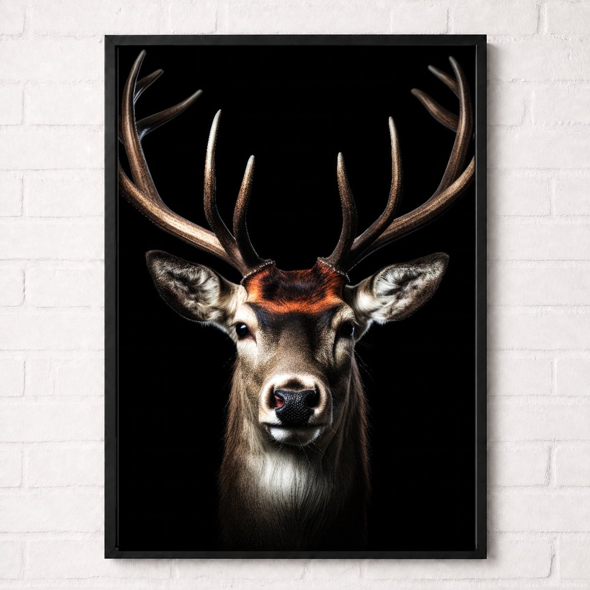 Hert met Gewei Poster - Wildlife Portrait Collection - Dieren Posters - A2+ 43,2 x 61 cm