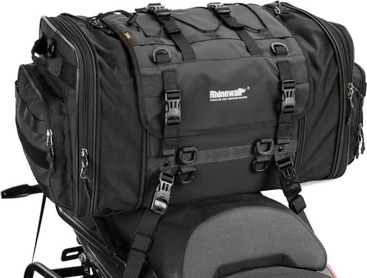 Waterdichte motorzadeltas 40-60L, Reflecterend, Rekbaar, Met Regenhoes, Ideaal voor motorrijders en bagagedrager