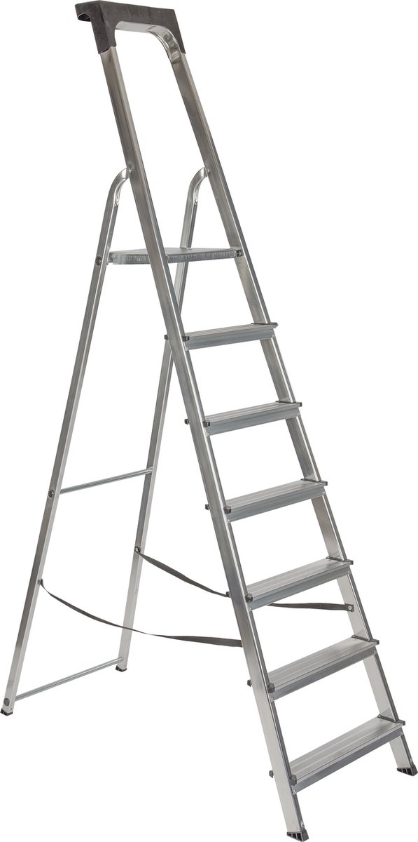 ALU Trapladder 7 treden met gereedschapshouder
