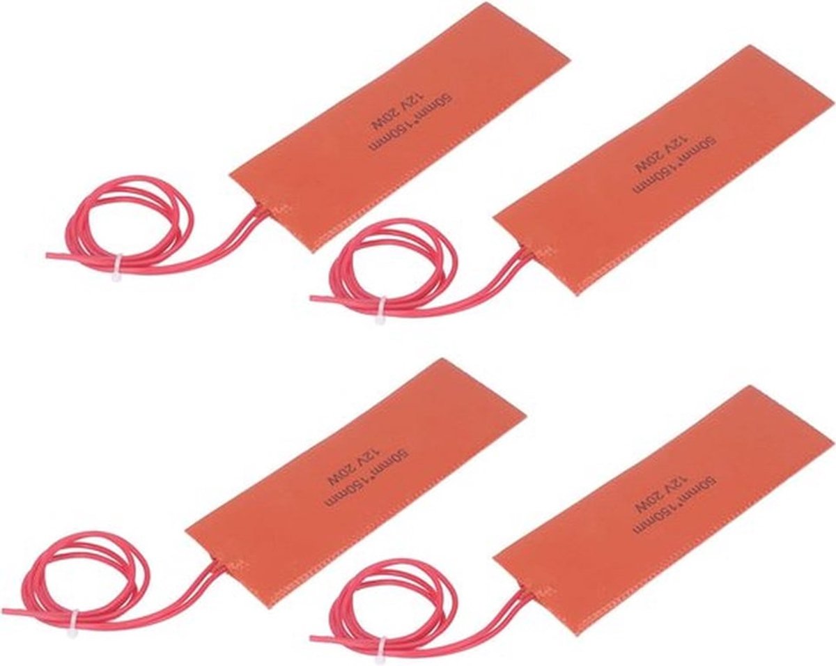 SnelShoppen - 12V 20W Silicone Verwarmingspad - 4 Stuks Flexibele Siliconen Rubber Verwarmingsmat voor Industrie, Isolatie, Tanks en Leidingen