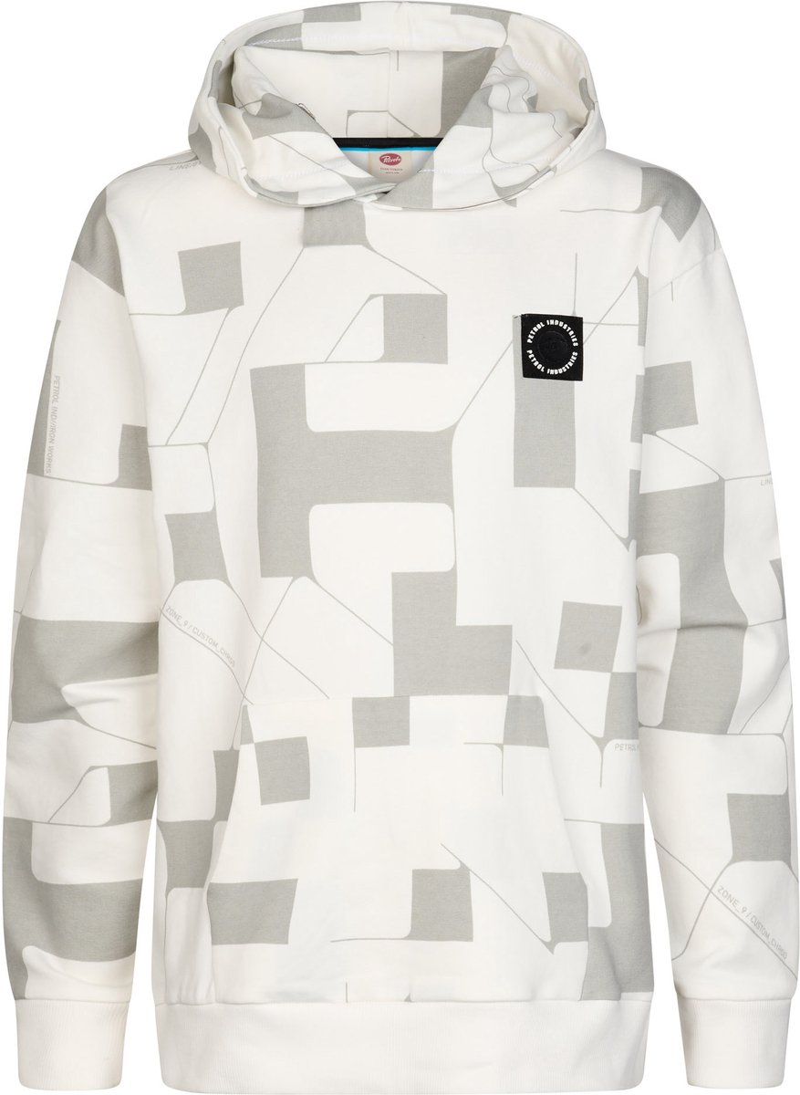 Petrol Industries - Jongens Hoodie met geometrische print - Wit - Maat 140