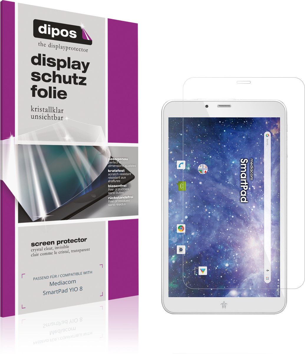 dipos – 2x Beschermfolie geschikt voor Mediacom SmartPad YIO 8 | Krasbestendige & heldere Screenprotector Ultra-Thin