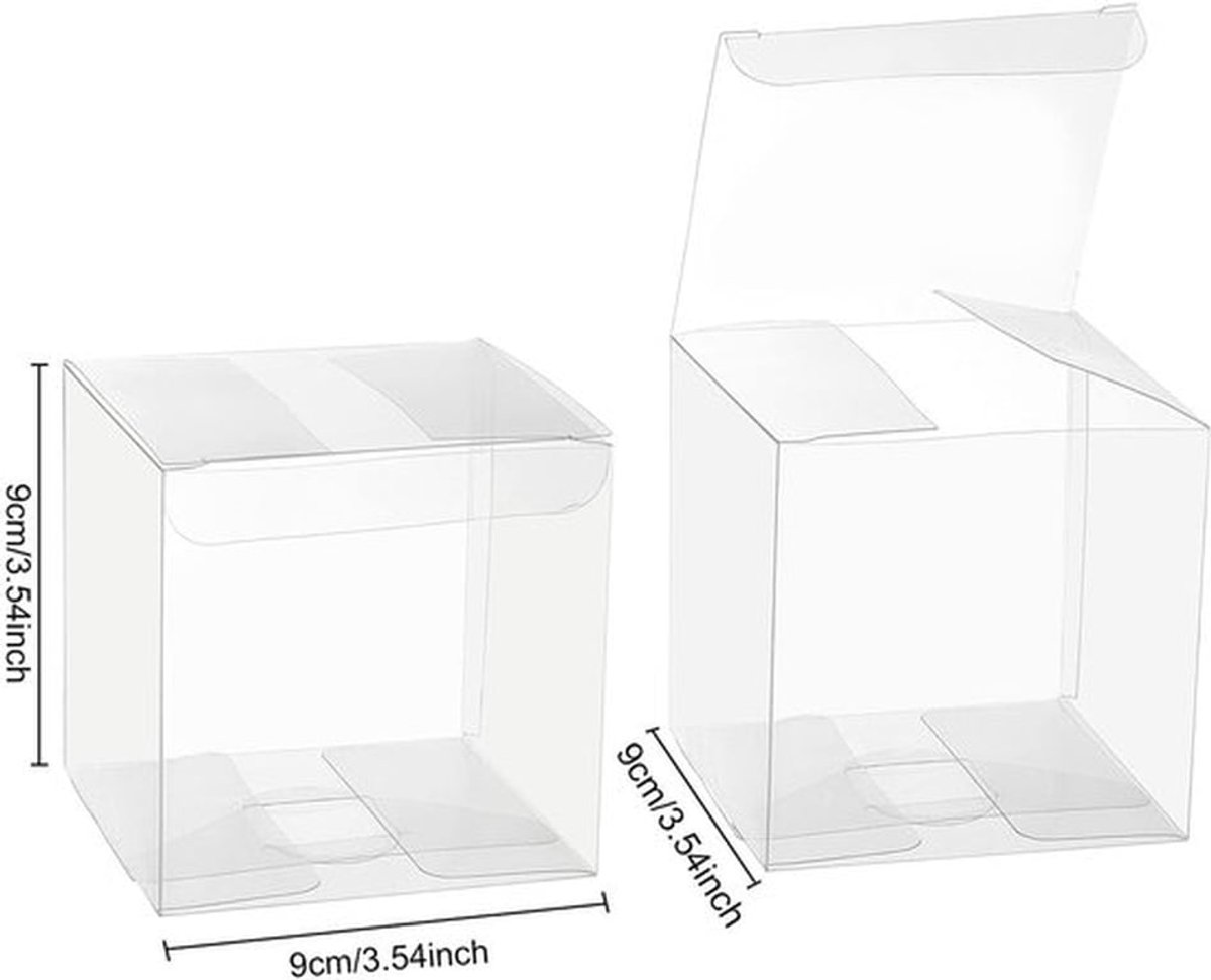 Geschenkdozen met Deksel - 20 Stuks - Doorzichtige PET - 9x9x9 cm - Vierkante Dozen - Bruiloft Souvenir - Creatieve Verpakking