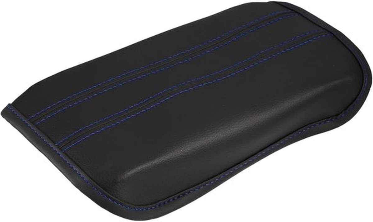 Console Cover Zwart/Blauw - Armsteunkussen - Kunstleer - Comfortabel - Auto Accessoire - 27x11cm - Armsteunmat