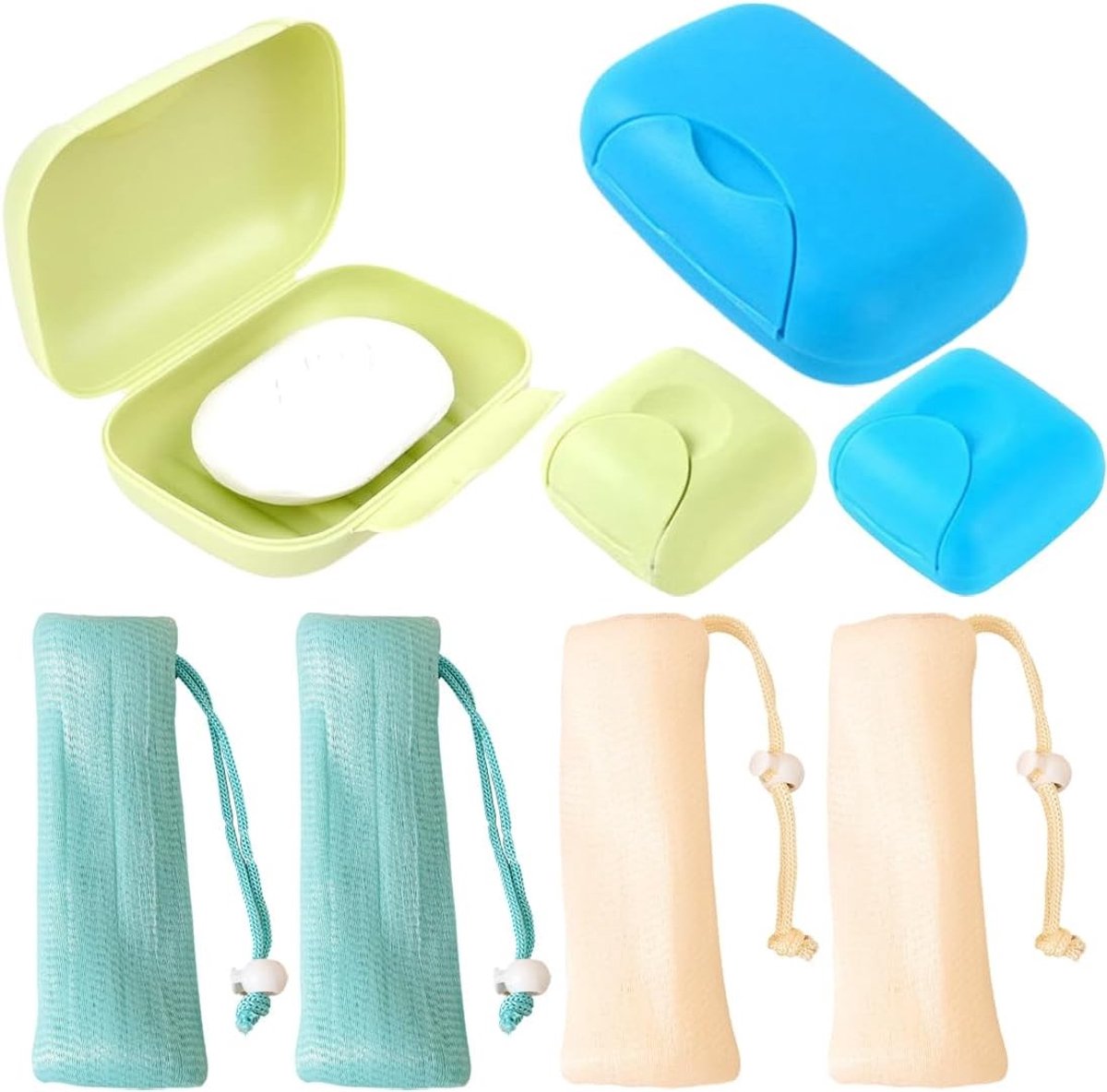 Set van 4 Waterdichte Zeepbakjes voor Reizen - Lekbestendig en Met Deksel voor Handzeep