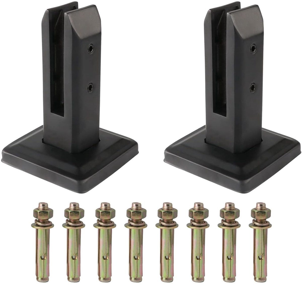 2 Stuks Zwarte Robuuste RVS Glas Klemmen voor Zwembadhekken, Balustrades en Trapleuningen - 160mm Hoogwaardige Bevestiging voor Tuinen en Balkons