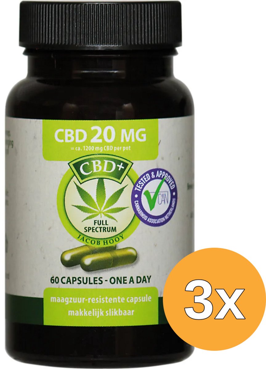 3x Jacob Hooy CBD 20mg (60 stuks)