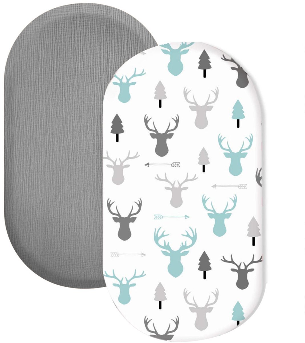 Wieg hoeslaken set van 2 stuks - ademend mousseline katoen - afneembaar wasbaar buitenhoes - geschikt voor babywieg matras - 32 * 17 inchStijl 46