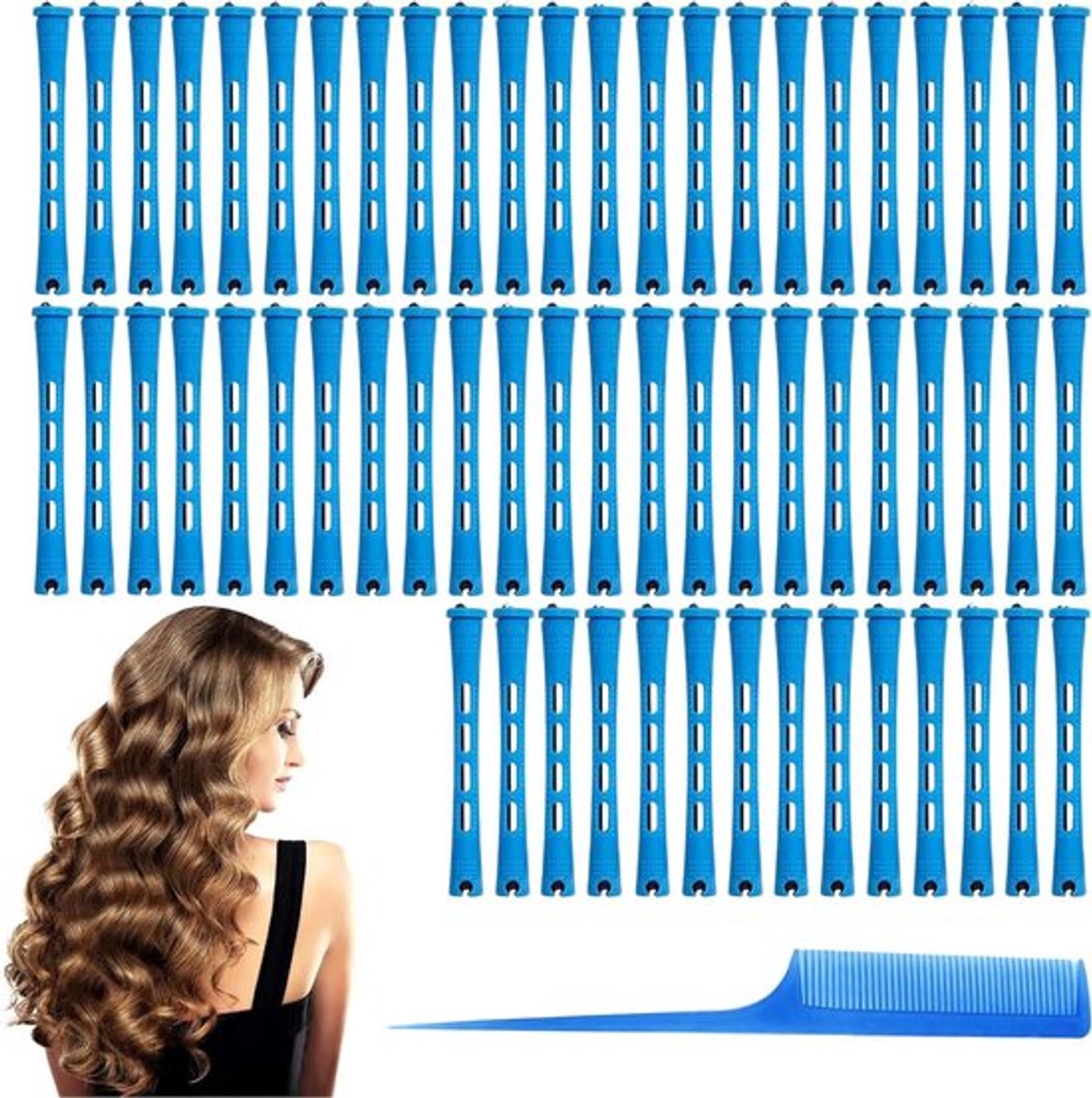 Anti-slip Haarrollen - Kunststof Koude Golven Staven Korte Krulspelden - Elastische Band Permanente Staven - Kapper Stylinggereedschap - 60 stuks