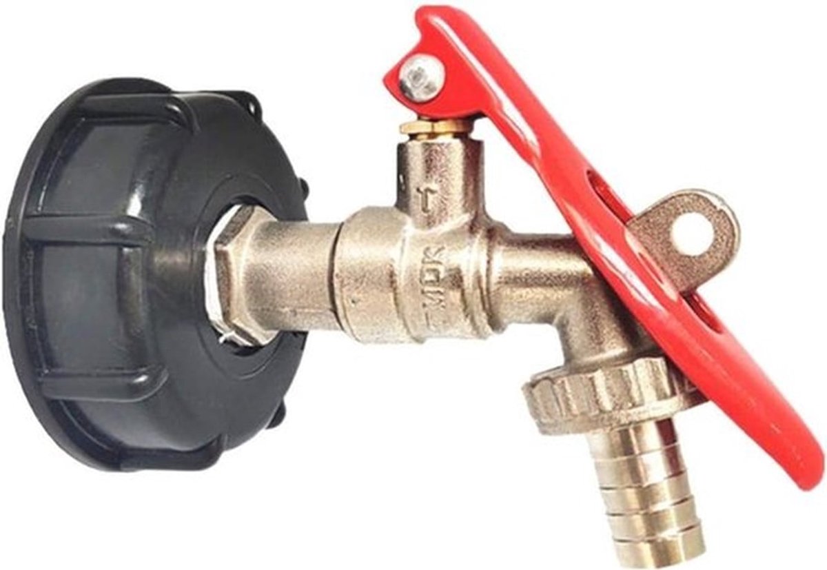 Lockbare IBC Tank Adapter voor S60X6, Koppeling naar Messing Tuinkraan met 1/2" Slang voor Tuinirrigatie en Waterafvoer