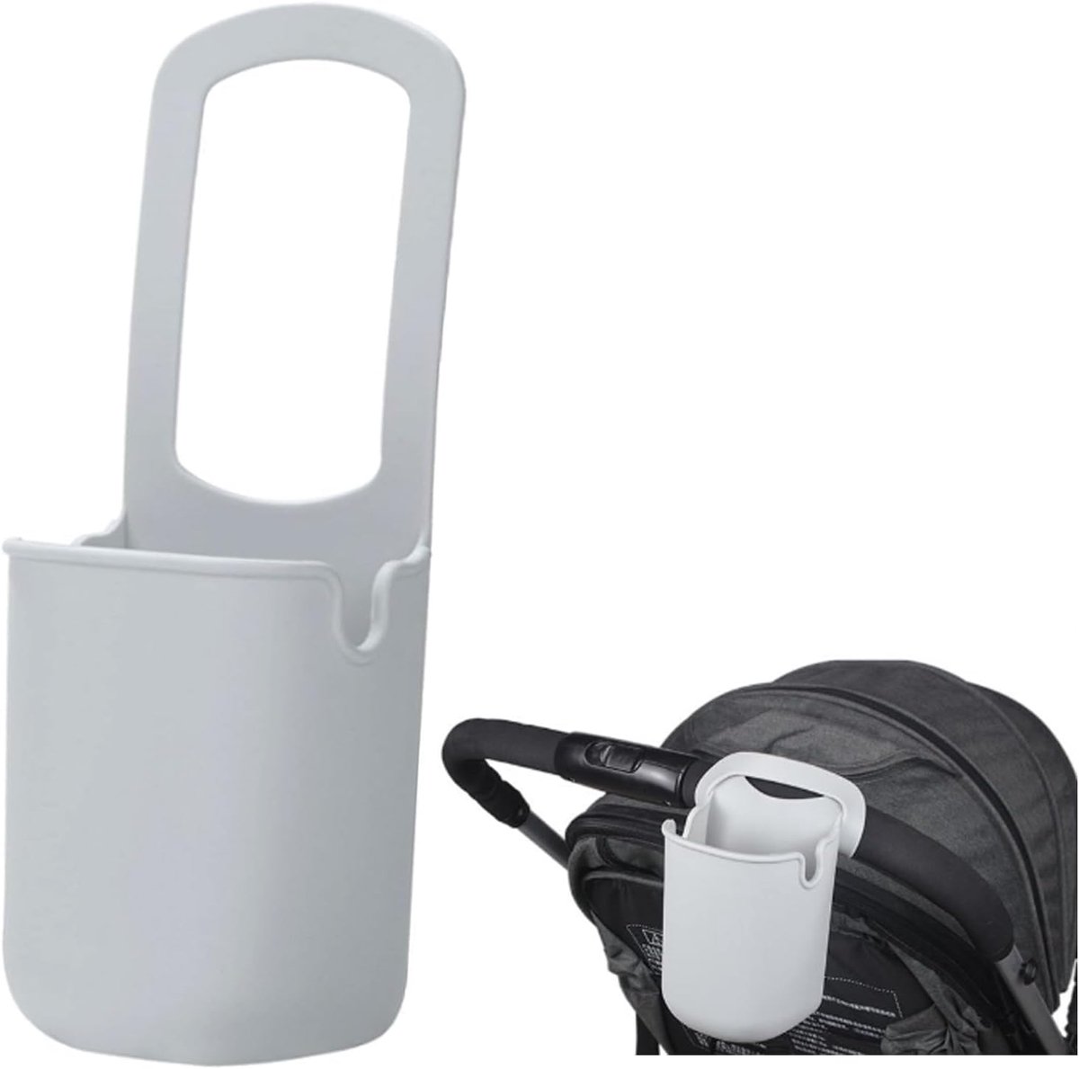 KZQ Fietsbekerhouder - Siliconen bekerhouder - Siliconen drinkhouder voor kinderwagen - Afneembare waterfleshouder - Geschikt voor kinderwagens, rolstoelen, rollators, scooters en fietsen - Grijs