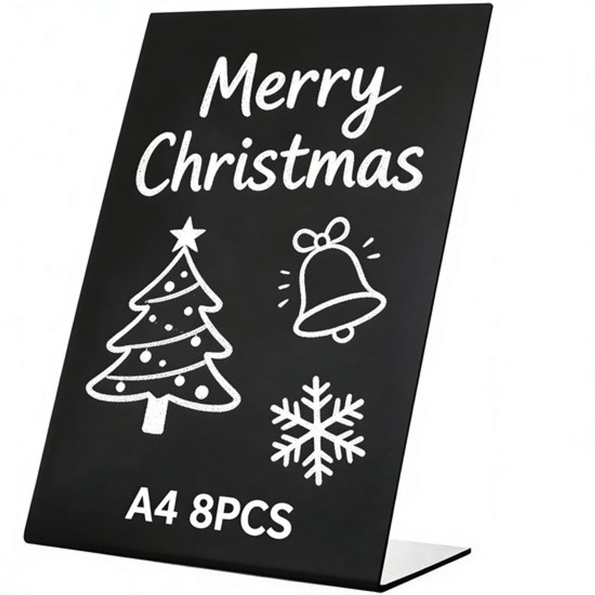 Krijtbord 8-pack A4 - Zwart - Kunststof - L-vormig - Duurzaam - Stabiel ontwerp - Menu Bord