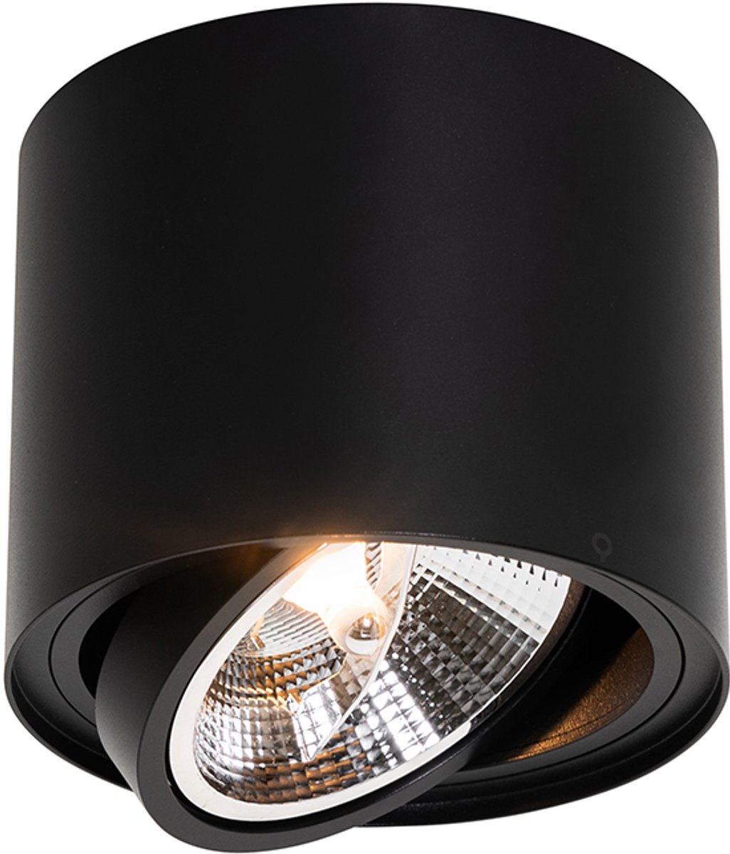 Qazqa smart led spot - Rondoo Up - zwart , incl. 10W ledlamp, 2200K - 6500K, extra warmwit - daglicht, dimbaar, 15cm, rond, ideaal als hal, keuken,