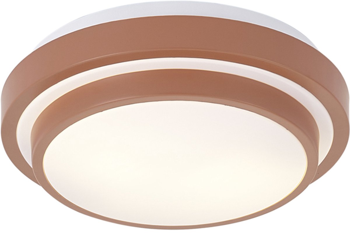 Qazqa moderne plafondlamp, plafonniere - Walden - bruin, rond, 2-lichts, 34cm, ideale badkamerlamp lamp