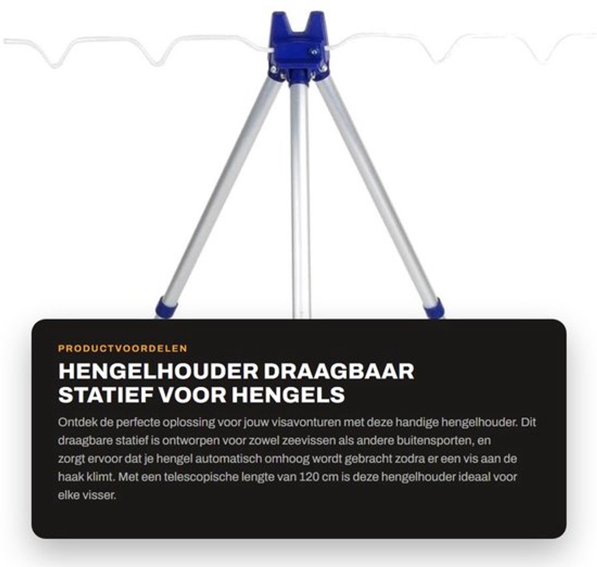 Hengelhouder Draagbaar - Statief Aluminiumlegering - Telescopisch 120cm - Voor Zeevissen - Beugel voor 5 Hengels - Duurzaam en Handig - Hengelsteun
