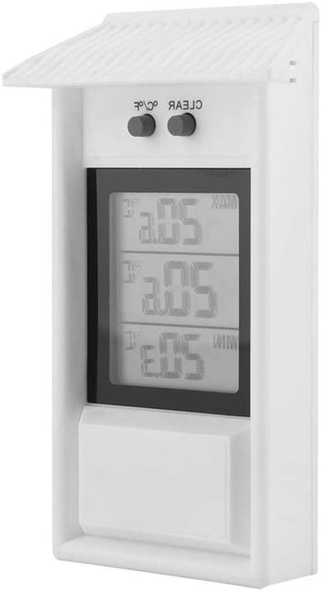 Buitenthermometer - Draadloos - Temperatuurweergave - Digitaal - Vochtmeter - Waterdicht - Geschikt voor binnen en buiten - Wit - Temperatuur- en vochtigheidsmonitor, draadloze hygrometer.