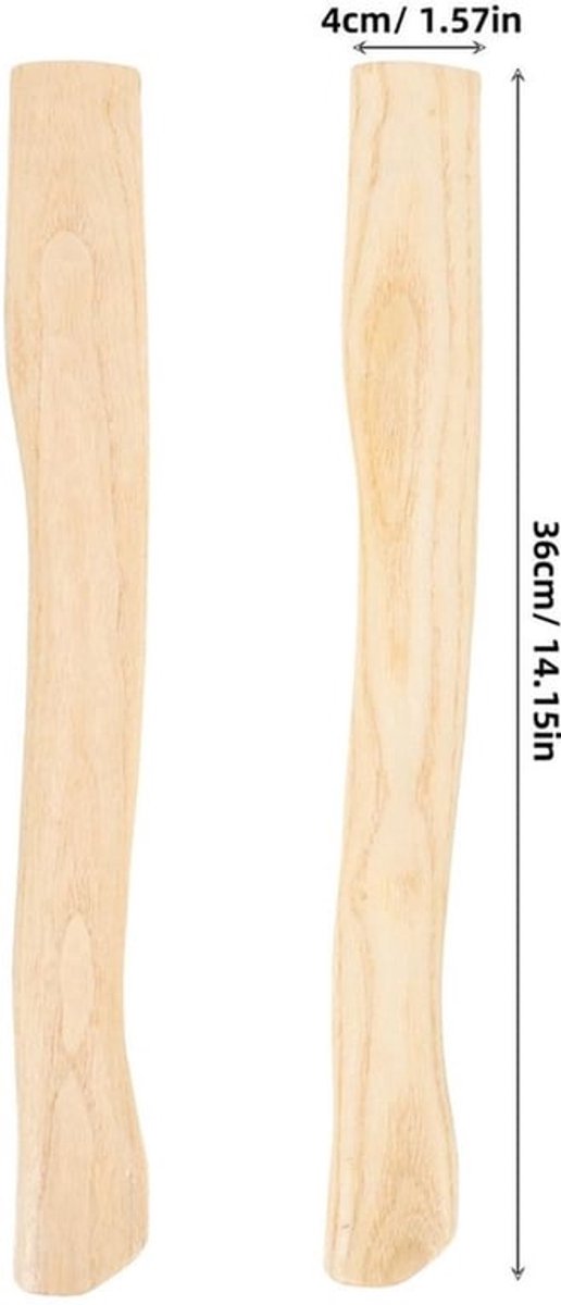 Bijlhandvat 2-delig - Vervangend Houten Handvat - Houten/Stalen Wedges - Schokbestendig - Geschikt voor 14-Pound Bijlen - Duurzaam Hickory Hout - Bijl