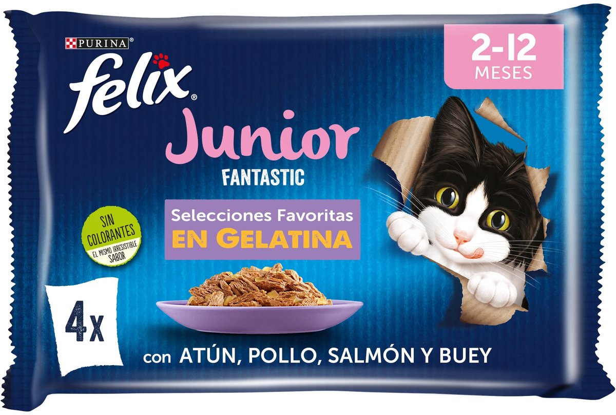 Solidchoice - Felix Fantastic Natvoer voor Kitten, 12 Pakketten van 4 Zakjes