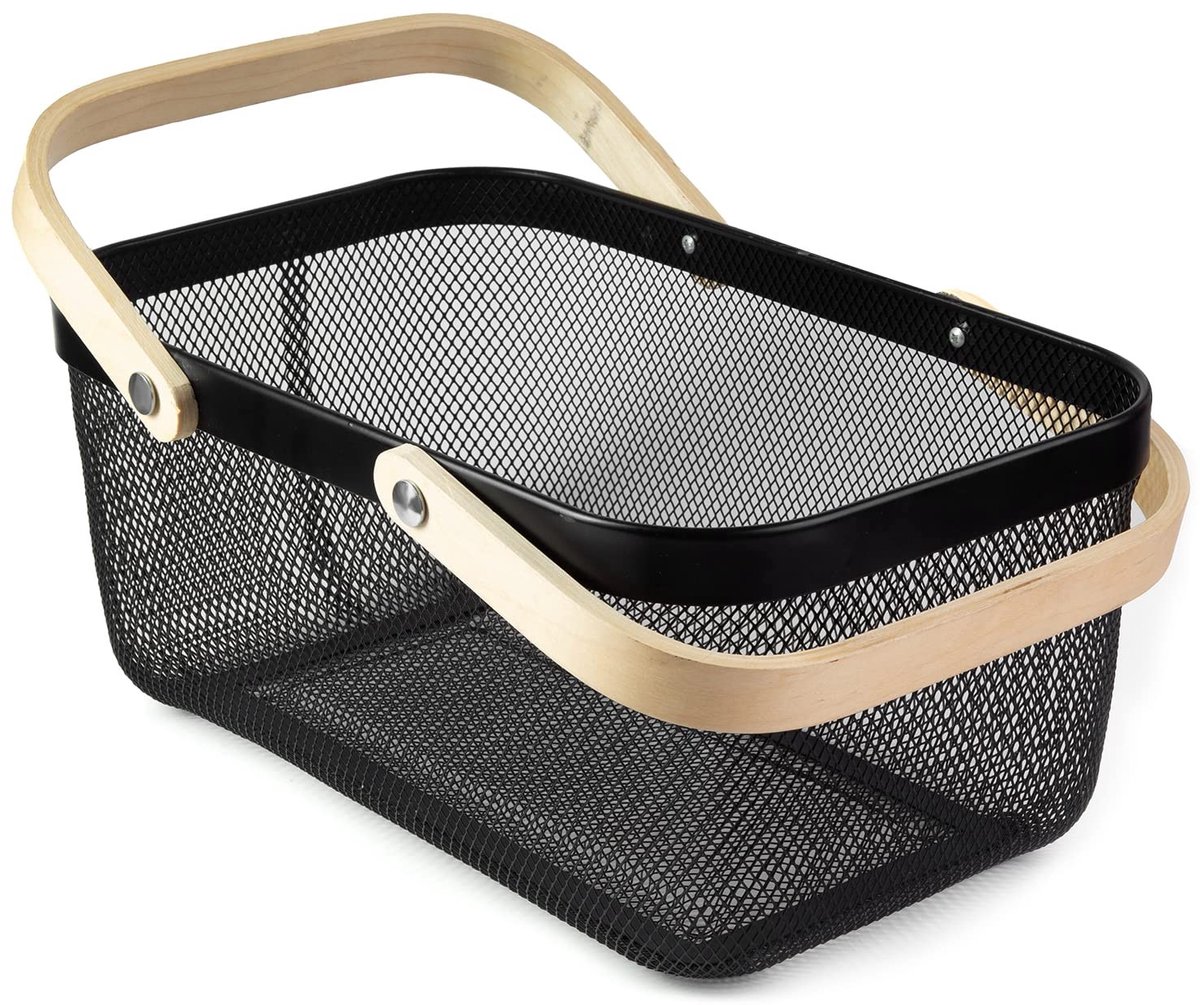 Solidchoice - Draagbare Tuinmand met Houten Handvat en Mesh Ontwerp