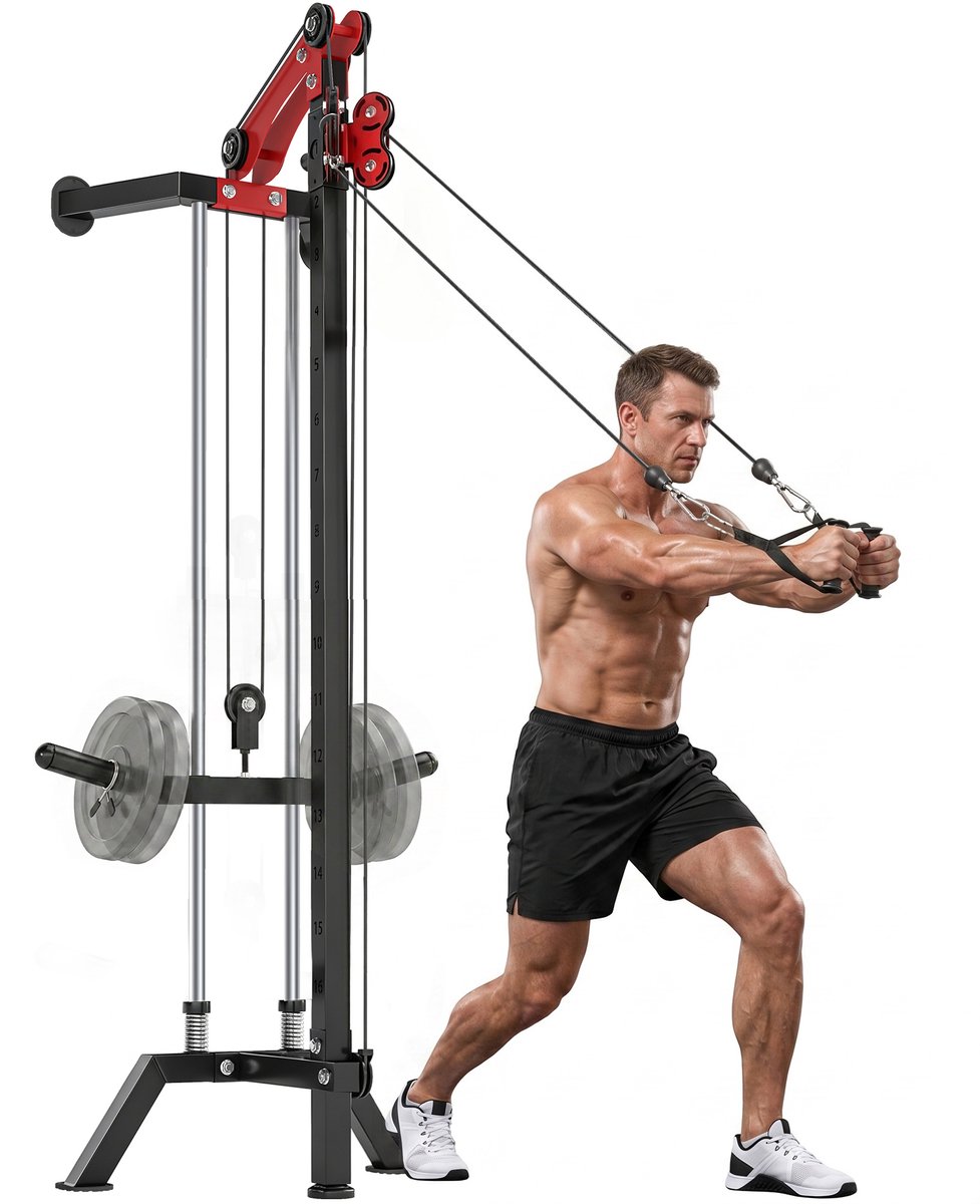 SPORTNOW Power Tower-Staal-68L x 85B x 210H cm-Zwart+Rood
