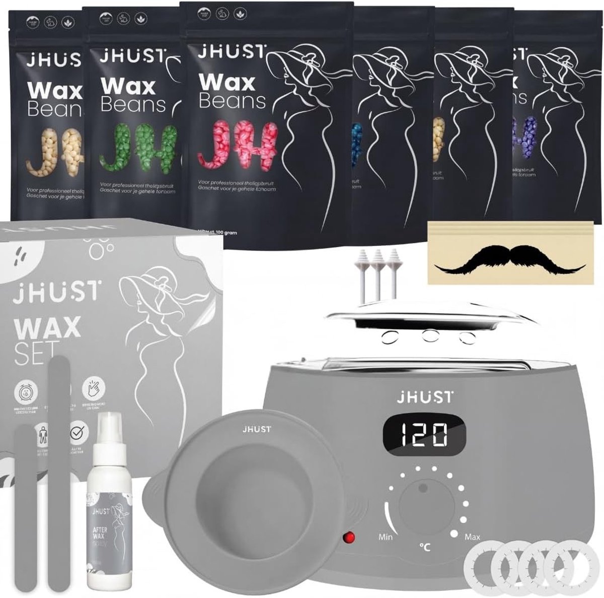 Apparaat Set - Grijs - Heater - Inclusief 600g Waxbonen - Voor Professioneel Gebruik
